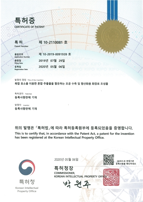 Patent No. 10-2110081
